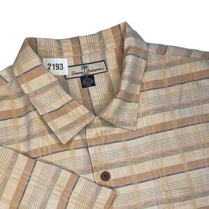 Tommy Bahama 100% Silk Light Weight Short Sleeve Camp Shirts Men Size XL Beige